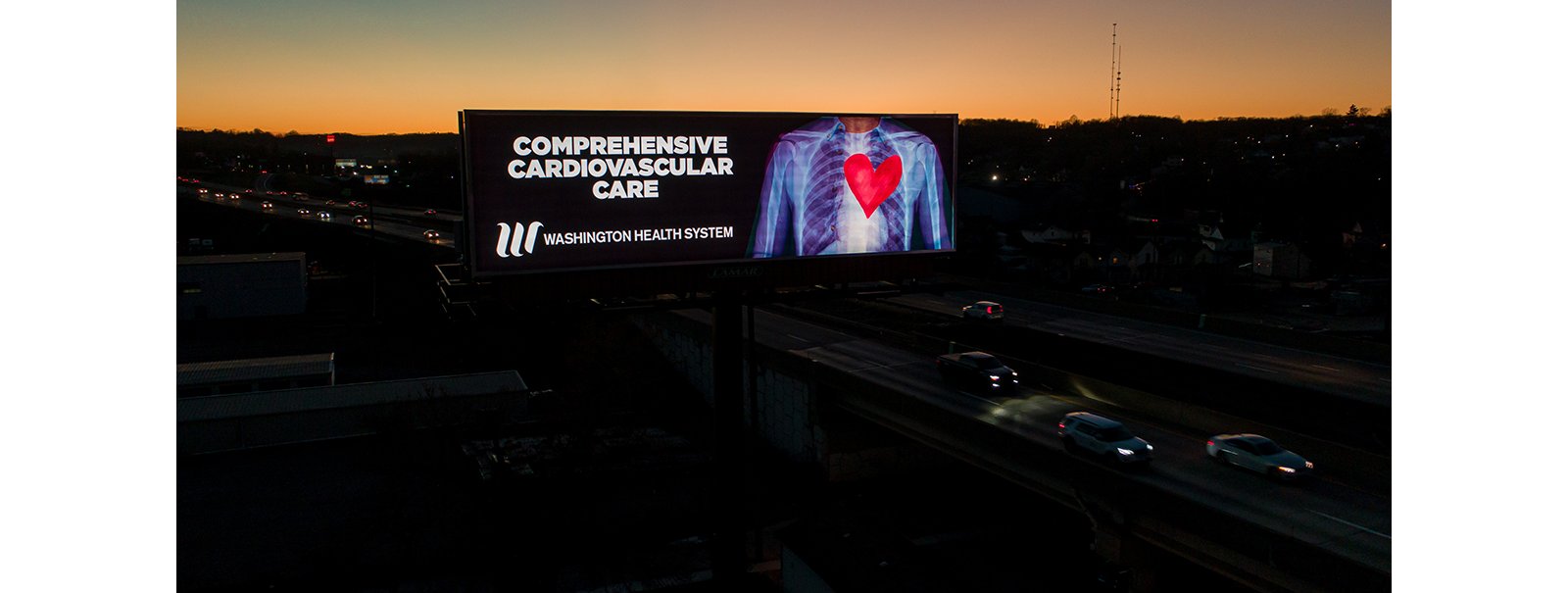 Lamar Advertising and Washington Health System cardiovascular/heart digital bulletin 